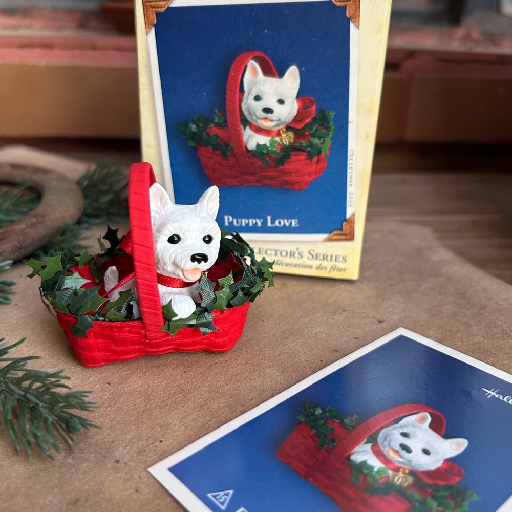 Hallmark Keepsake Puppy Love #15 Westie in Red Basket Ornament New in Box